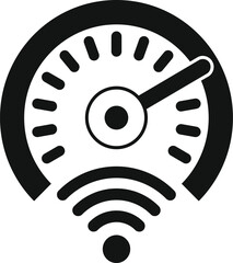 Poster - Black simple speedometer showing internet speed wifi icon vector