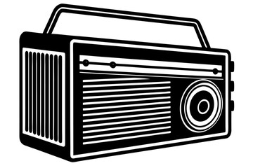 A vintage radio silhouette vector illustration.