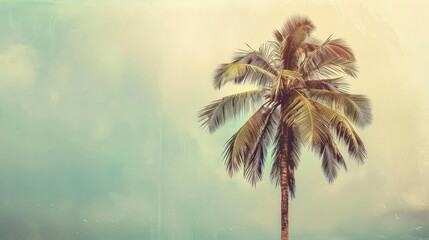 Canvas Print - Palm Tree Silhouette in a Vintage Setting