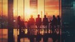 © @desy - Silhouettes of Businesspeople Meeting in a Modern Office with Cityscape View