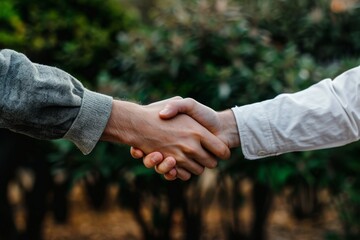 a handshake between two people, signifying a business connection