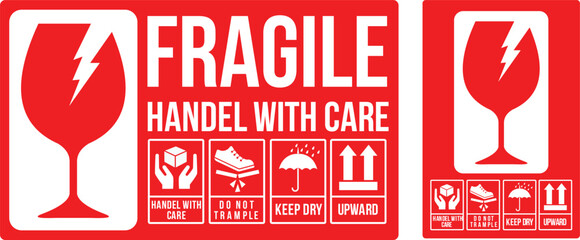 Wall Mural - Fragile Handle with Care Sticker or label Collection.Labels for logistics and delivery shipping. Vector EPS 10