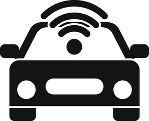 Sticker - Simple icon of a car with a wifi symbol above, representing a smart car using a wireless network