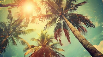 Wall Mural - Tropical Paradise: Palm Trees and Sunlit Skies