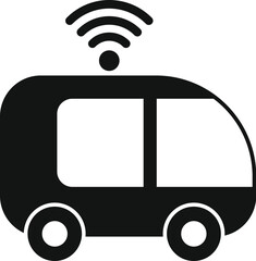 Wall Mural - Simple icon of a self driving bus utilizing wifi for navigation