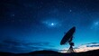 © JP STUDIO LAB - A satellite dish array in a remote desert, capturing signals from distant satellites, under a starry night sky