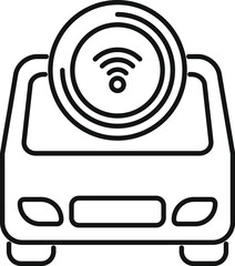 Poster - this icon of a smart car using a wireless network represents the concept of connected vehicles and t