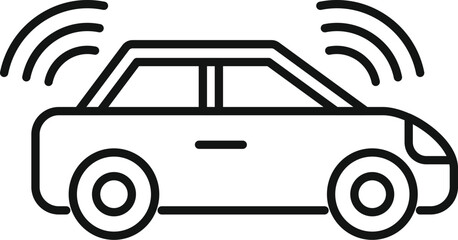 Poster - outline icon of a modern car using a sensor system for self driving