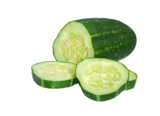 Wall Mural - Cucumber and slices isolated on a white