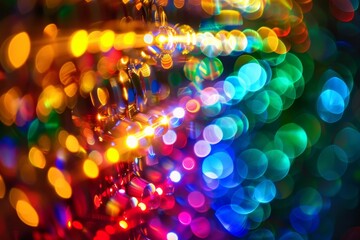 Poster - An array of colorful lights captured in a photograph, showcasing a bright and cheerful ambiance, Flashing lights creating a kaleidoscope of colors, AI generated