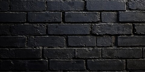 Poster - This image features a stunning closeup of a textured black brick wall that showcases a striking monochrome pattern, making it perfect for various backgrounds and abstract creative concepts for use
