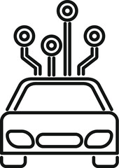 Poster - Outline vector icon representing the concept of a self driving, autonomous car using sensors