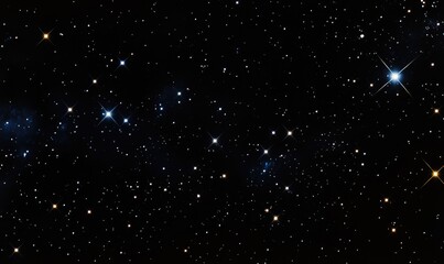 Dark night sky with bright shiny stars and constellations