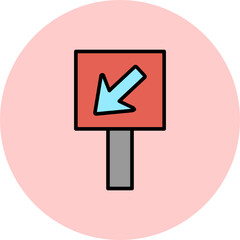 Poster - Diagonal Down-Left Arrow Vector Icon