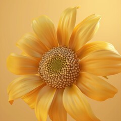 Wall Mural - Close-up of a yellow flower with petals.