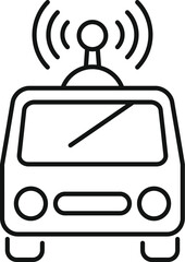 Wall Mural - Line icon of a self driving vehicle receiving gps signal