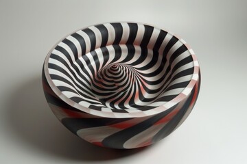 Poster - An intriguing black and white checkered tunnel showcasing a dynamic black and white pattern, inviting viewers into its depths, Generate an optical illusion that appears to move on its own.