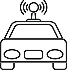 Poster - Police patrol car emitting radio waves icon in outline style isolated on white background