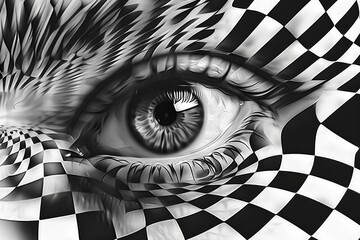 Poster - Generate an optical illusion that appears to move on its own. AI generated