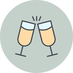 Sticker - Wine Cheers Vector Icon