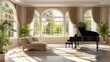 © Iswanto - Elegant Living Room with Piano and Large Windows.