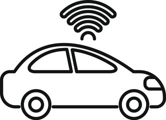 Poster - line drawing of a car emitting a wifi signal, representing the concept of a connected car