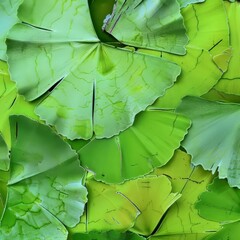 Canvas Print - Close-up of fan-shaped green leaves with intricate veins.