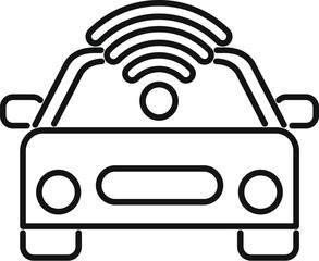 Poster - minimalistic line icon representing an autonomous car emitting a wifi signal