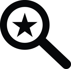 Poster - Magnifying glass with star icon isolated on white background . Favorite search icon vector