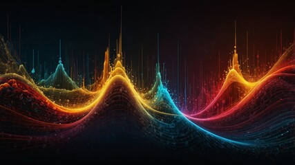 Wall Mural - Abstract image depicts a glowing colorful landscape