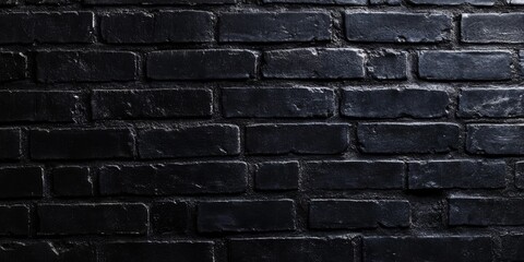 Poster - this image presents a closeup of a textured black brick wall, highlighting the monochrome beauty and
