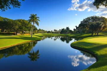 Miami Golf. A Stunning Golf Course with Beautiful Blue Skies in Florida