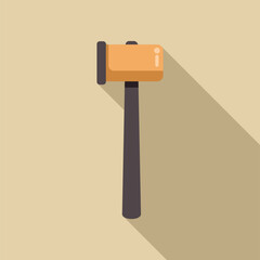 Poster - rubber mallet with wooden handle casting long shadow on light brown background