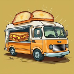 grilled cheese food truck illustration