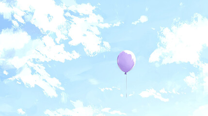    A pink balloon floats in the sky with strings attached to its ends
