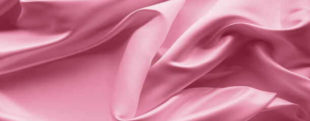 Wall Mural - Rippled pink silk fabric texture background