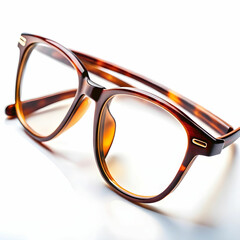 closeup of eyeglasses on white background