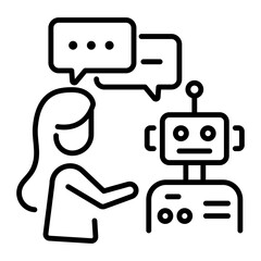 Poster - A line style icon of robot speaking 