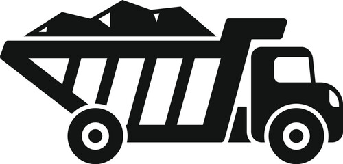 Poster - simple vector icon of a full tipper truck transporting coal