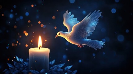 Poster - Dove and Candle: Symbol of Hope and Peace