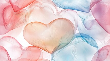 Poster -   A collection of red, white, and blue hearts arranged on a pure white background, featuring a prominent pink heart positioned centrally within the composition