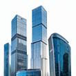 © Black - set of Tall office building realistic image on white background.