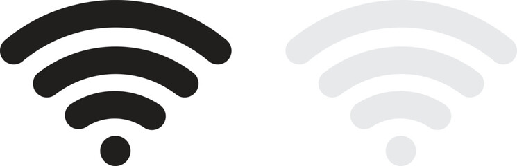Poster - Strong and weak wifi signal icon set . Wifi icon in black and grey colors . Wireless signal icons . Vector illustration