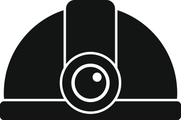 Poster - black and white icon of a mining helmet with a headlamp, essential safety equipment for miners worki