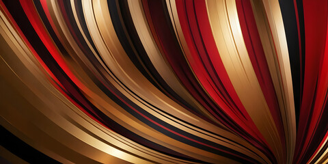 Abstract composition of gold and red lines as a background.