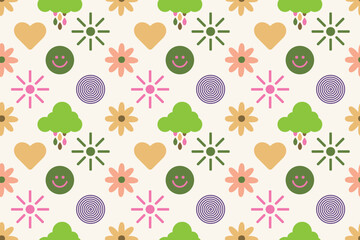 Wall Mural - seamless childish pattern. vector illustration