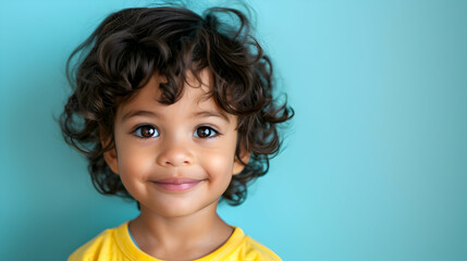 toddler giving thumbs yellow background
