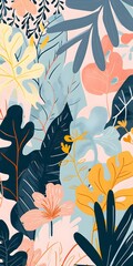 Colorful Tropical Leaf Pattern Background Illustration