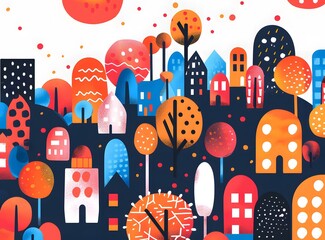 Poster - Colorful Geometric Cityscape Illustration