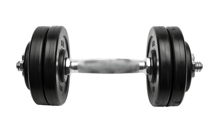 Chromium and black Dumbbell on transparent background 